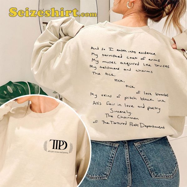 The Tortured Poets Department TTPD Lyrics Shirt